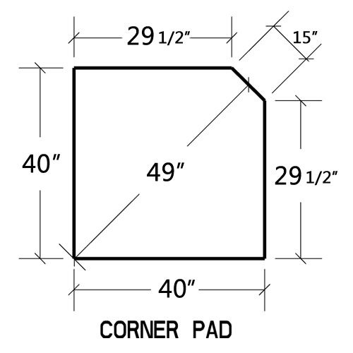40'' x 40'' Single Cut Corner Hearth Pad S3385
