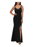 Black Stretch Zippered Sleeveless Sweetheart Neckline Full-Length Formal Gown Dress S19513