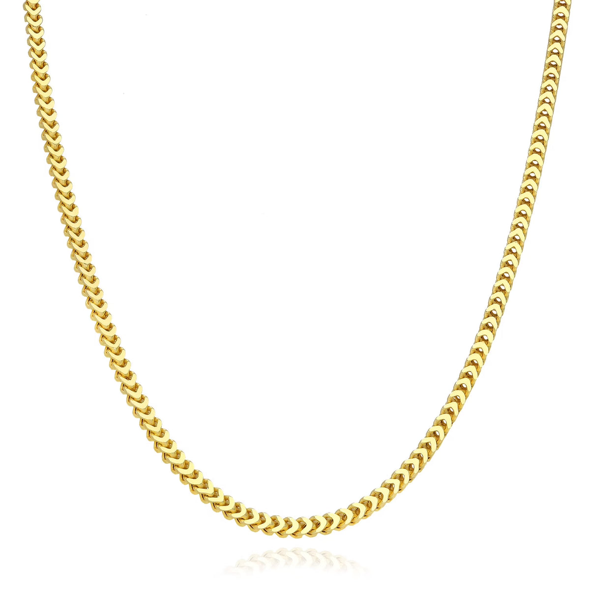 18K Gold Over Silver Hollow Franco Chain Necklace 20"-30" Y99778
