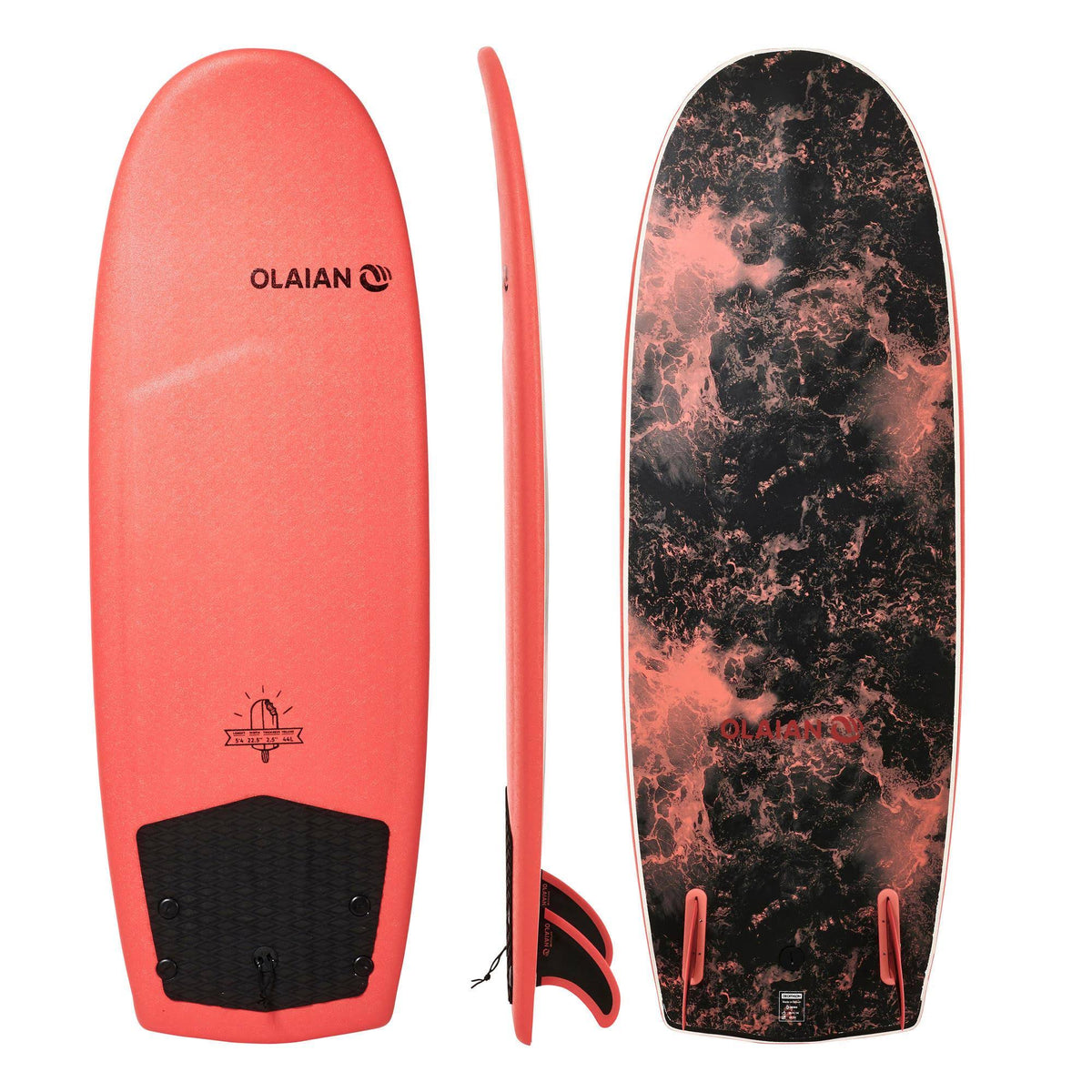 Orange 5&4 Foam Surfboard with 2 Fins Y8858