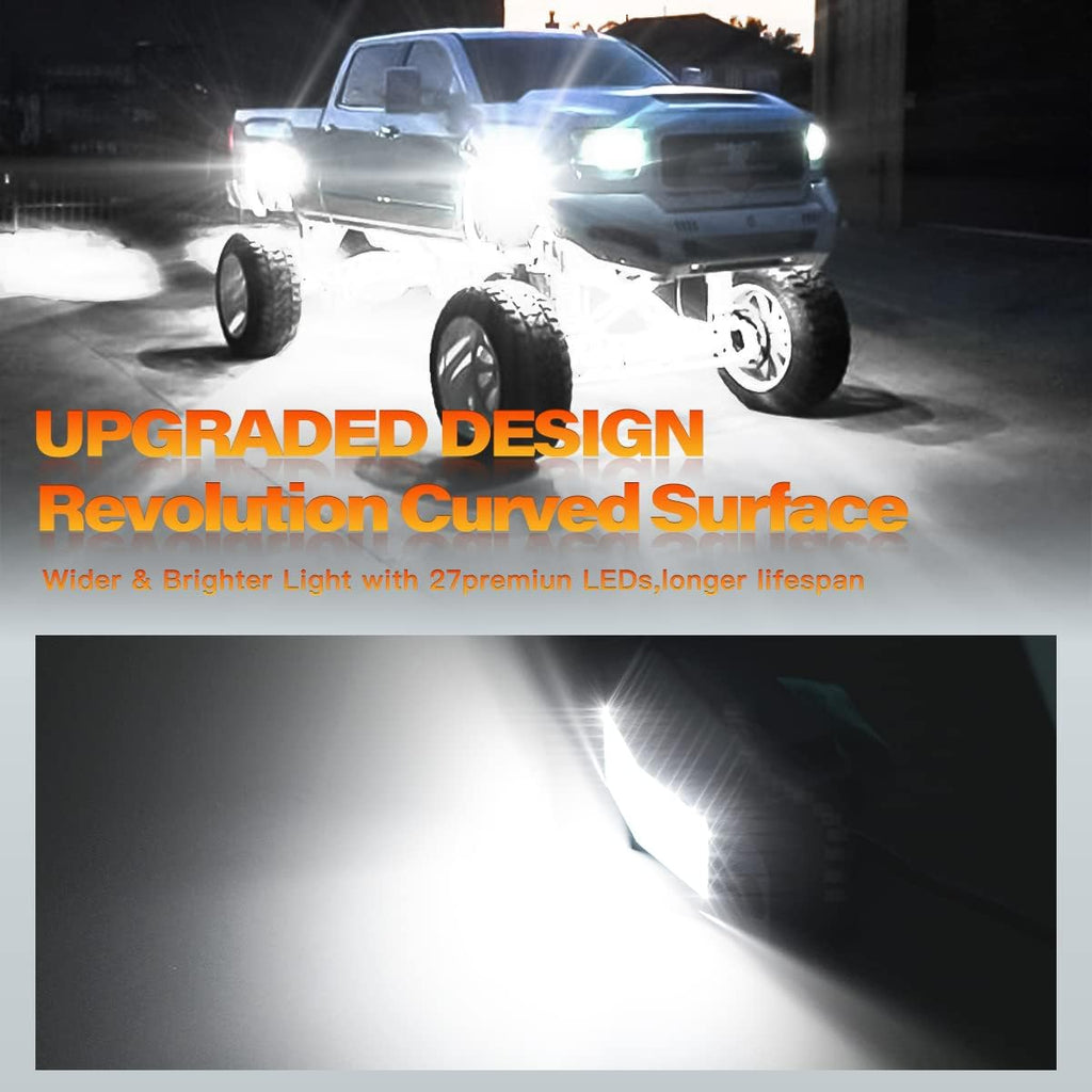 White 12Pods LED Rock Lights with 23FT Harness Fuse Switch Kit V441947