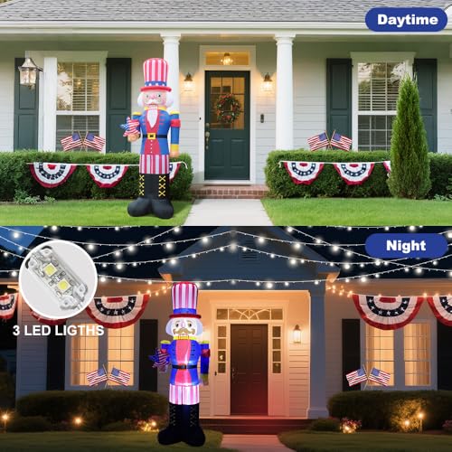 8.2FT Tall Christmas Inflatable Uncle Sam Nutcracker Built-in 3 LED Lights N598198
