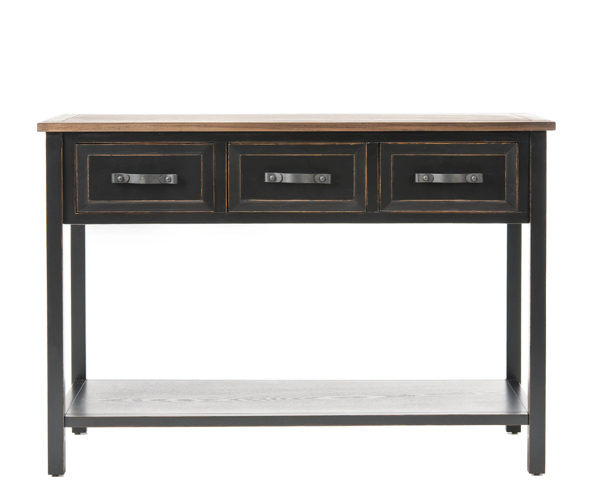 Black Oak 3 Drawer Console Table V418334
