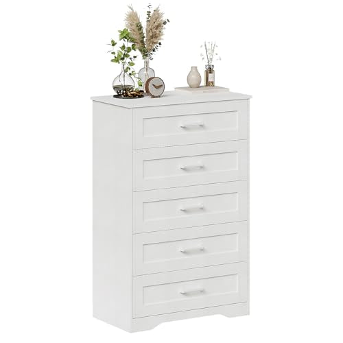 White 5 Drawer Wood Dresser Y48036