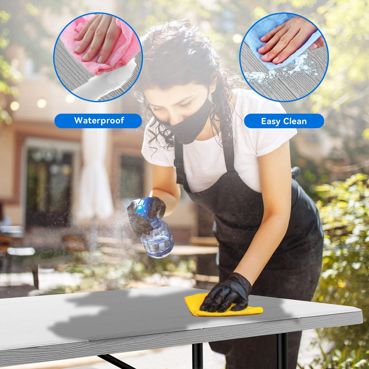 Heavy Duty Folding Picnic Table and Bench White R85852