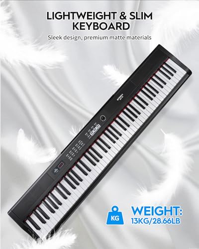 88 Key Semi-Weighted Digital Piano Set with Stand, Pedal, Headphones, Black B389295