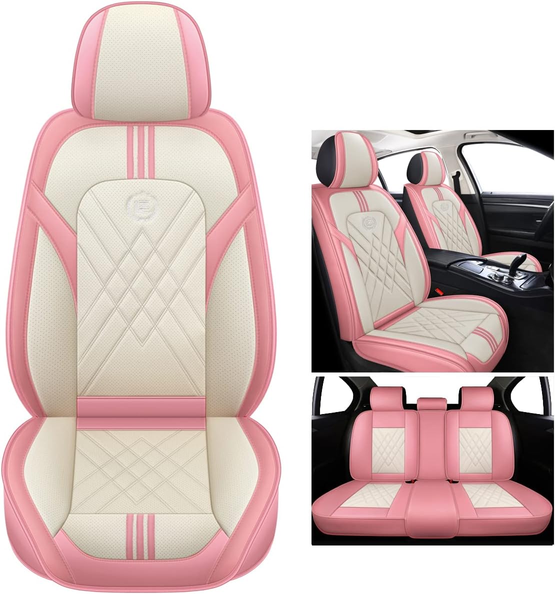 Black & Red Faux Leather Universal Car Seat Covers T961907
