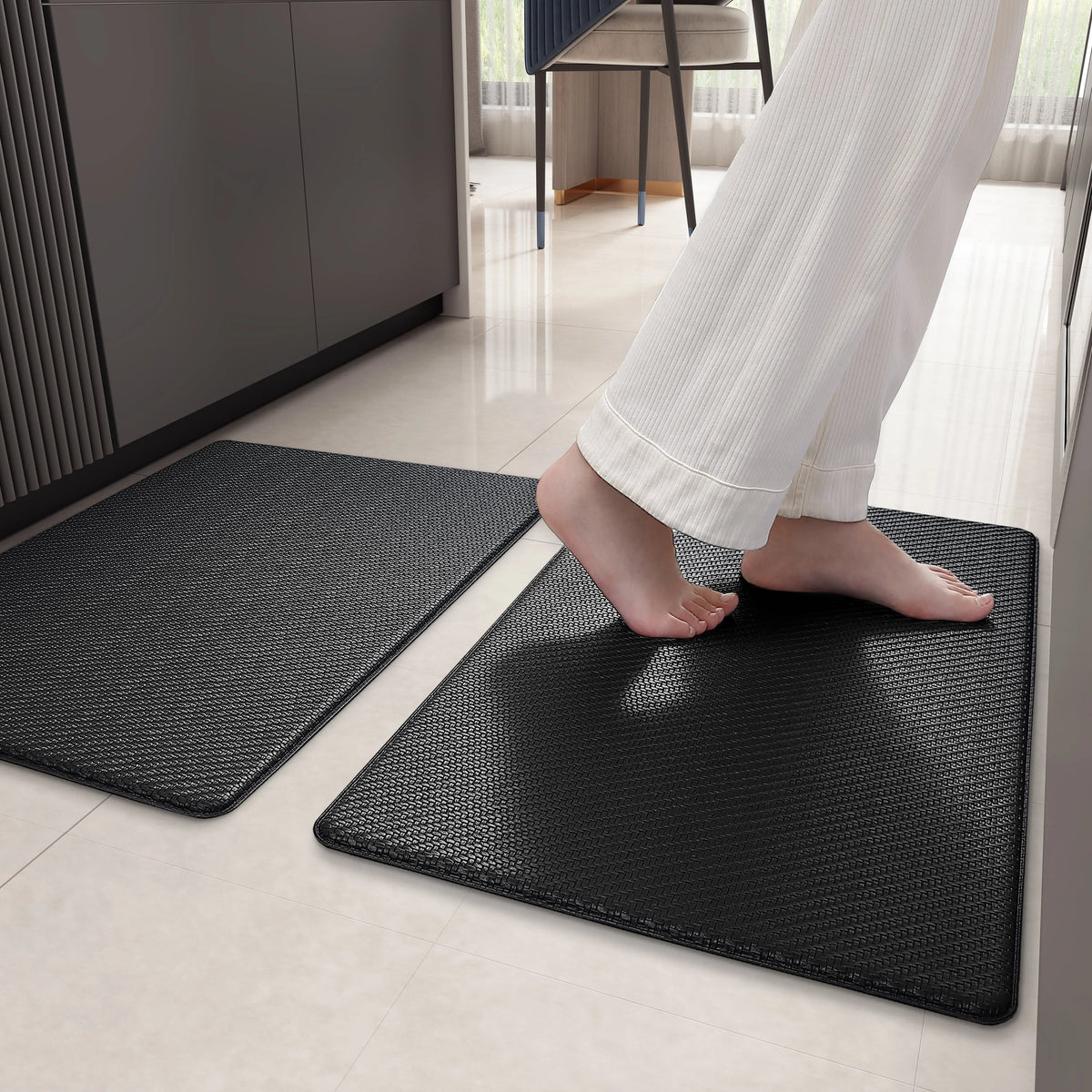 Anti Fatigue Kitchen Mat 2 Pieces Non Skid Washable Gray T4065