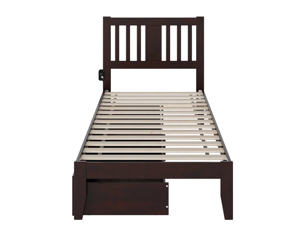 Twin XL Wood Platform Bed Frame with Set of 2 Storage Drawers A45274