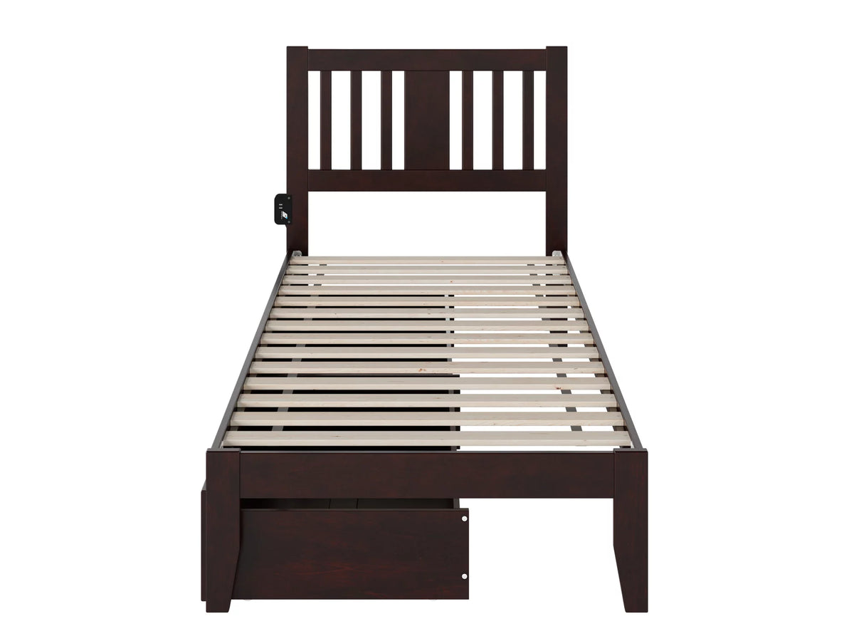 Twin XL Wood Platform Bed Frame with Set of 2 Storage Drawers A45274