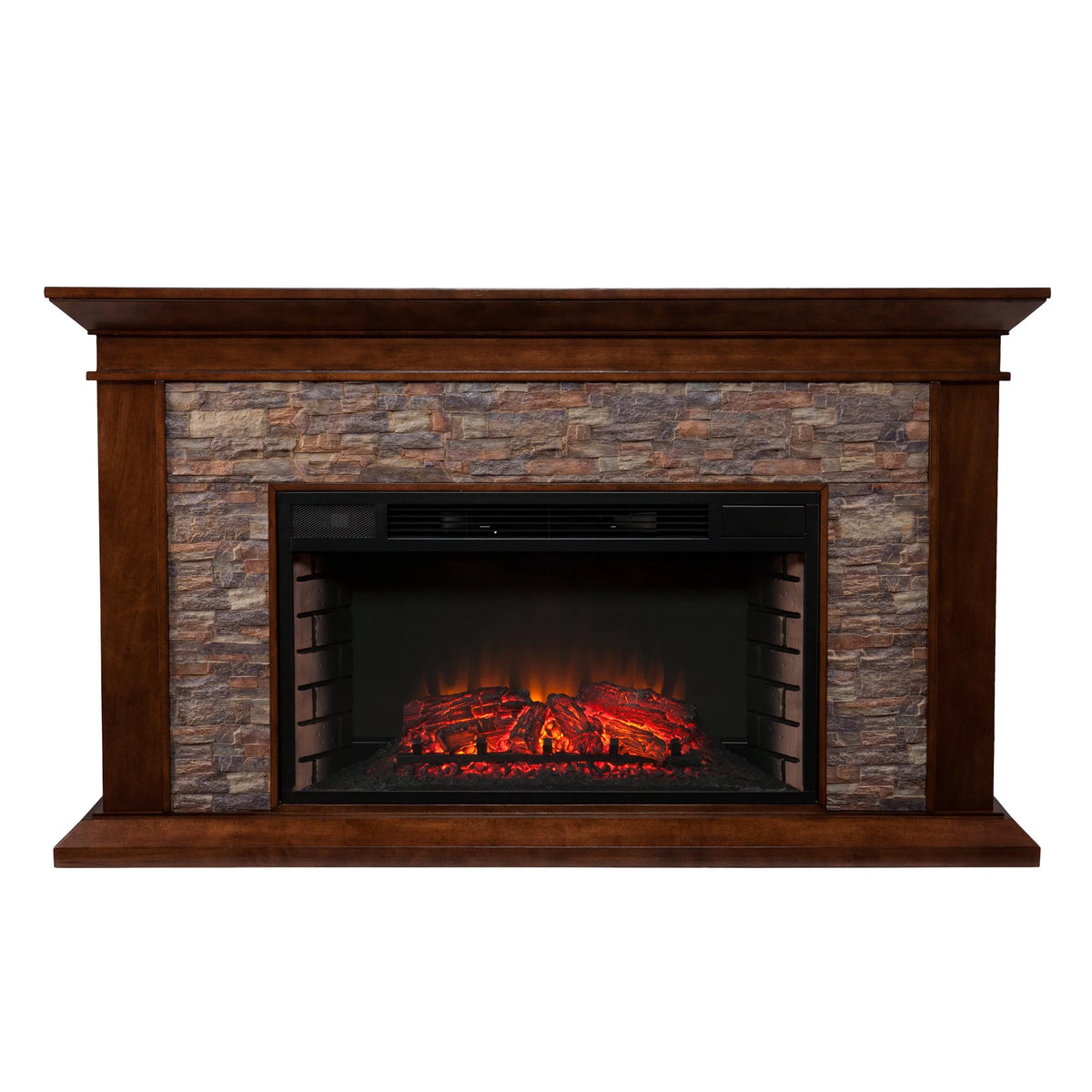Simulated Stone Electric Fireplace 60 x 35.5 Freestanding V56120