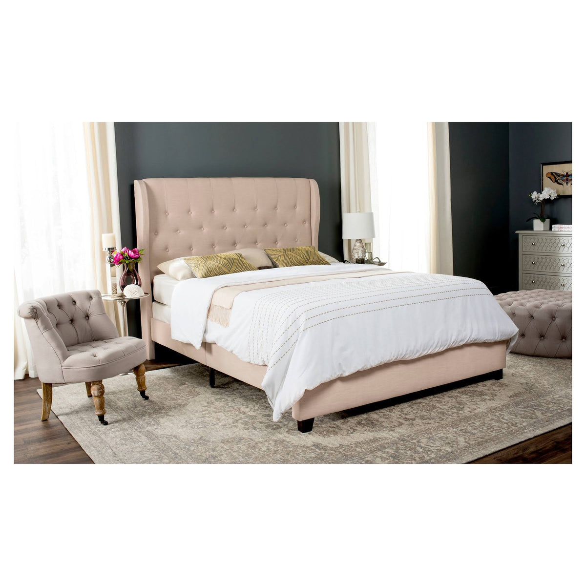 Light Beige Twin Bed Q4964