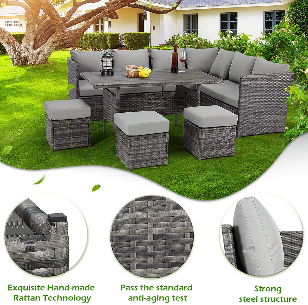 7 Piece Rattan Wicker Patio Conversation Set C5747
