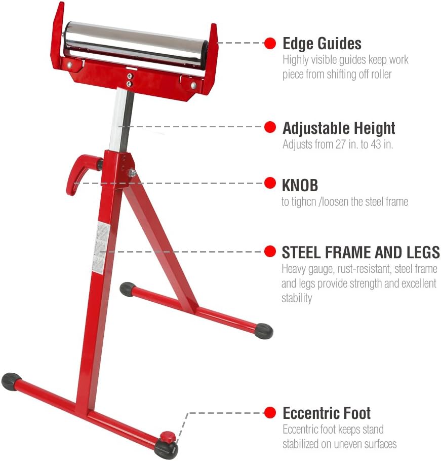 Folding Roller Stand Height Adjustable, 250 pound Load Capacity, Pack of 2 J104021