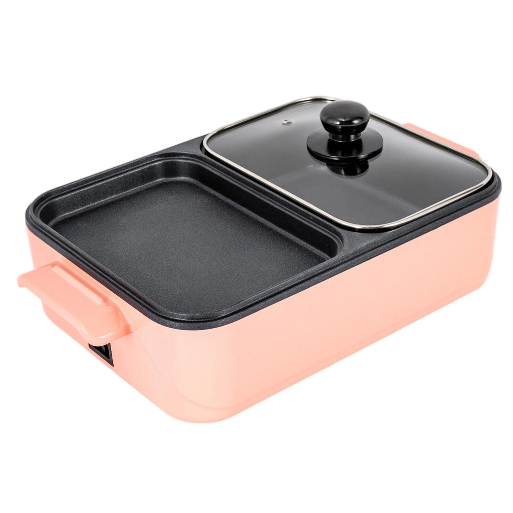 2 in 1 Portable Electric Hot Pot Barbecue Grill Non-Stick Pan Q9898