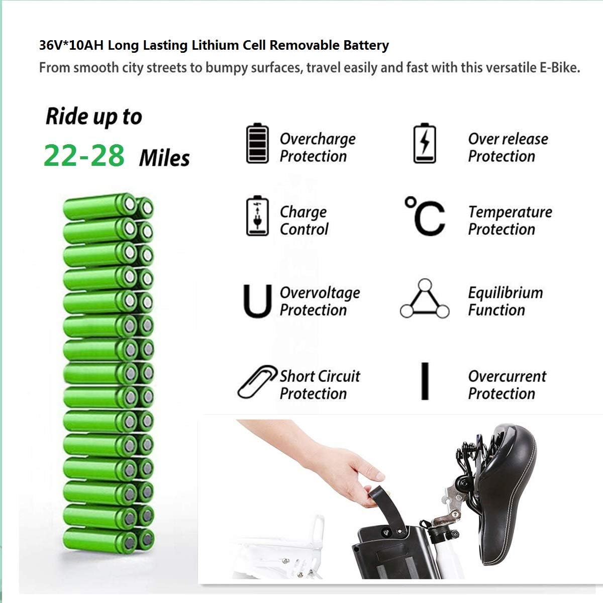 26 Adult Electric Bicycle with Removable 36V 10A Lithium Battery R47047