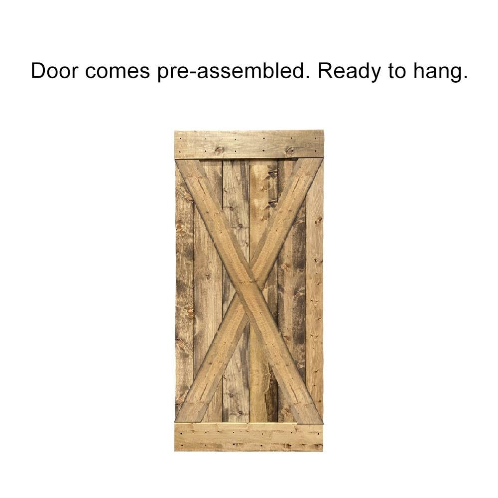 Red Walnut Stained Wood Interior Sliding Barn Door with Hardware Kit G2208