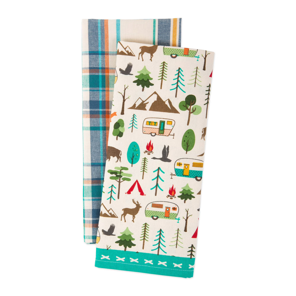 Blue and White Rectangular Dishtowels Set of 2 D2631