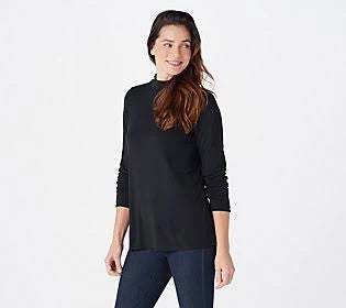 Black Mock-Neck Top Z1427