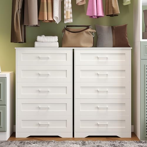 White 5 Drawer Wood Dresser Y48036
