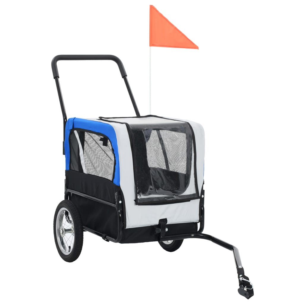 2-in-1 Pet Bike Trailer & Jogging Stroller Gray and Blue X974988