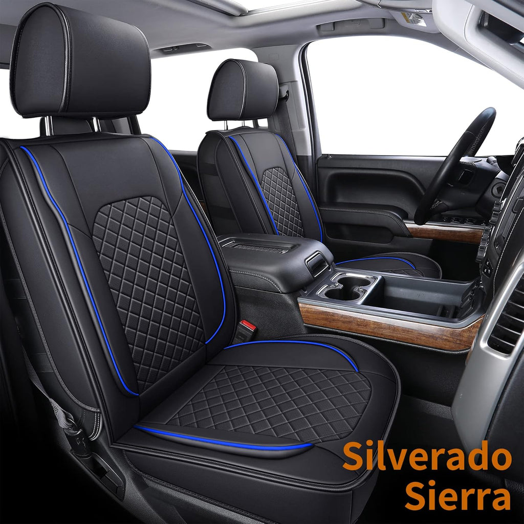 Blue Faux Leather Seat Covers Full Set K395