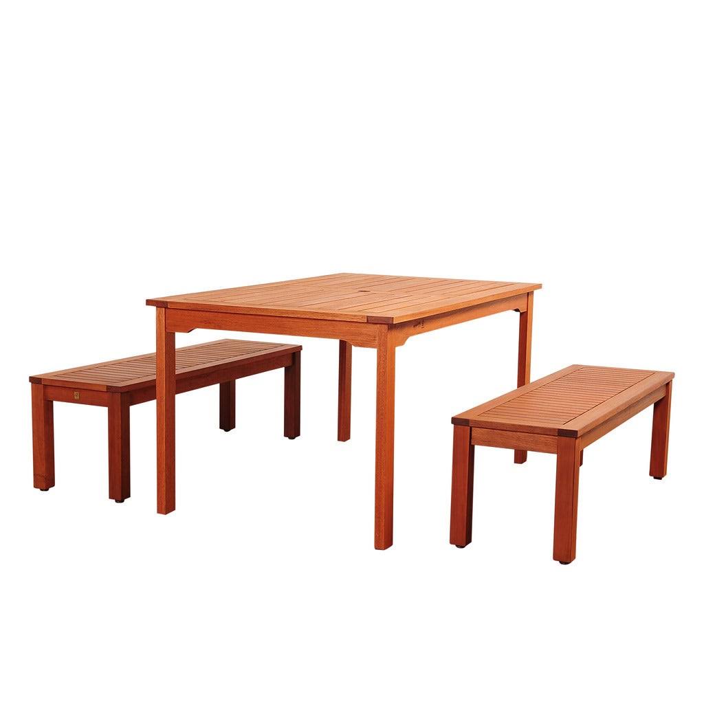 3 Piece Eucalyptus Rectangular Patio Dining Set R45241