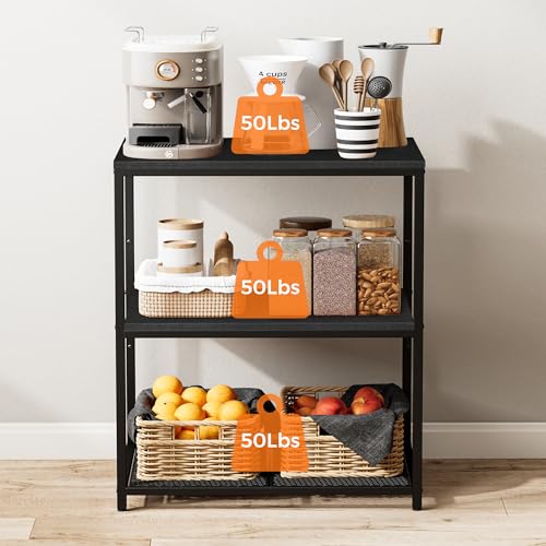 Black Kitchen Island with 3 Shelves E651410