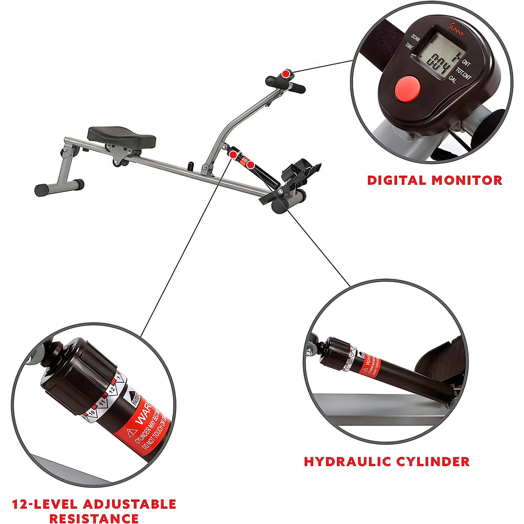 Rowing Machine with Adjustable Resistance and Digital Monitor E777972
