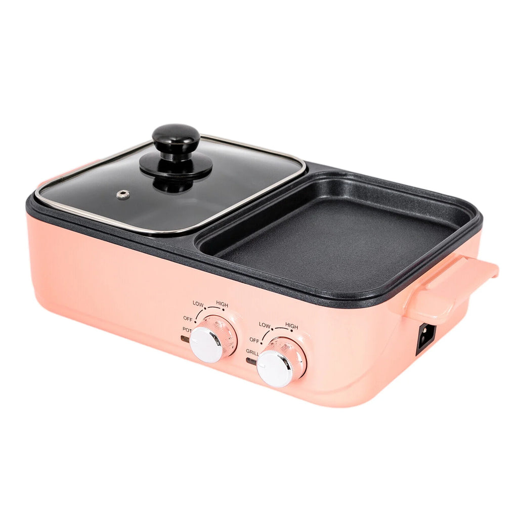 2 in 1 Portable Electric Hot Pot Barbecue Grill Non-Stick Pan Q9898