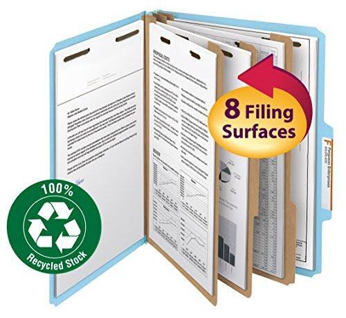 Blue Letter Size Classification File Folder with 3 Dividers W2716