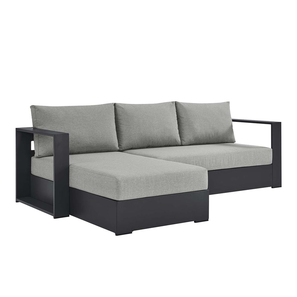 Gray Powder-Coated Aluminum 2-Piece Chaise Sectional Sofa Set Q175392