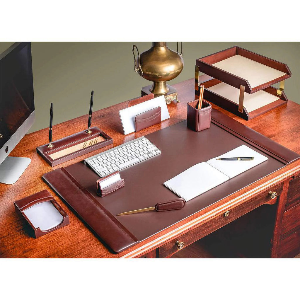 Chocolate Brown Leather 10-Piece Desk Set H500