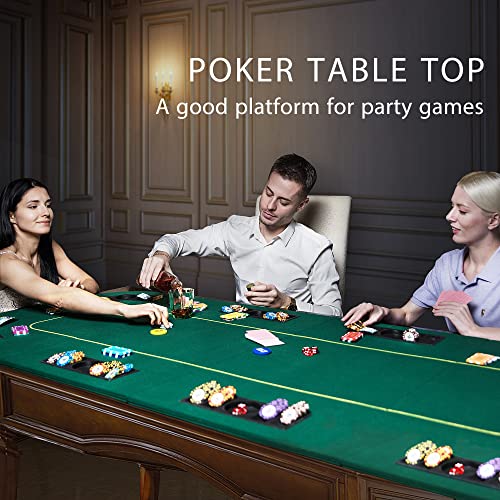 79 x 36 Inch Foldable 8-Player Poker Tabletop with Cup Holders and Carrying Bag U673555