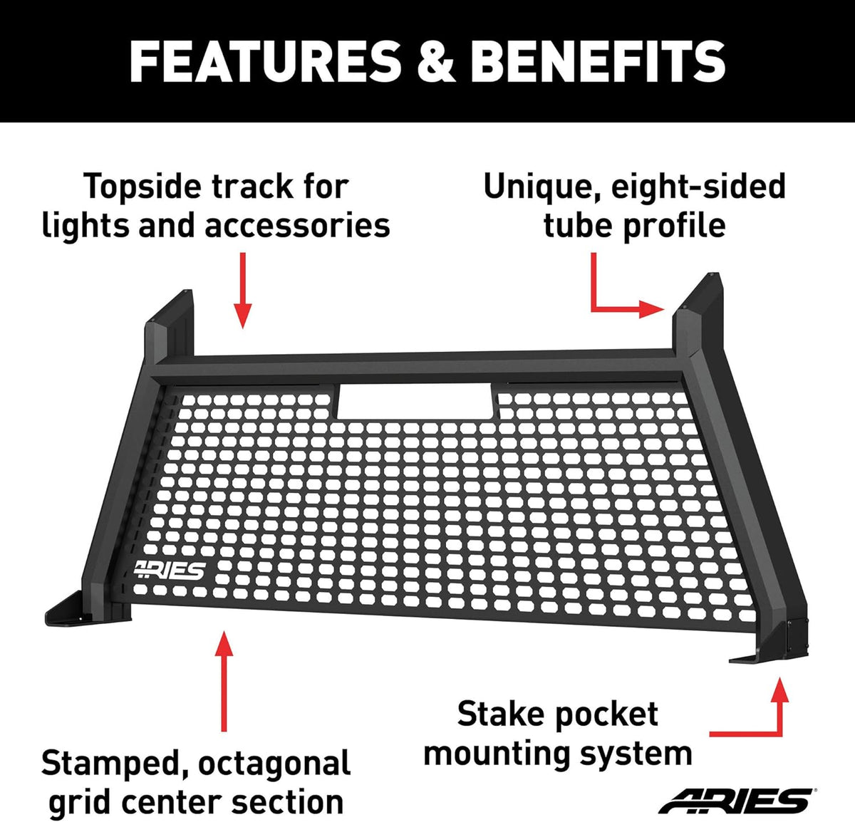 Black Aluminum Truck Headache Rack Cab Protector B410