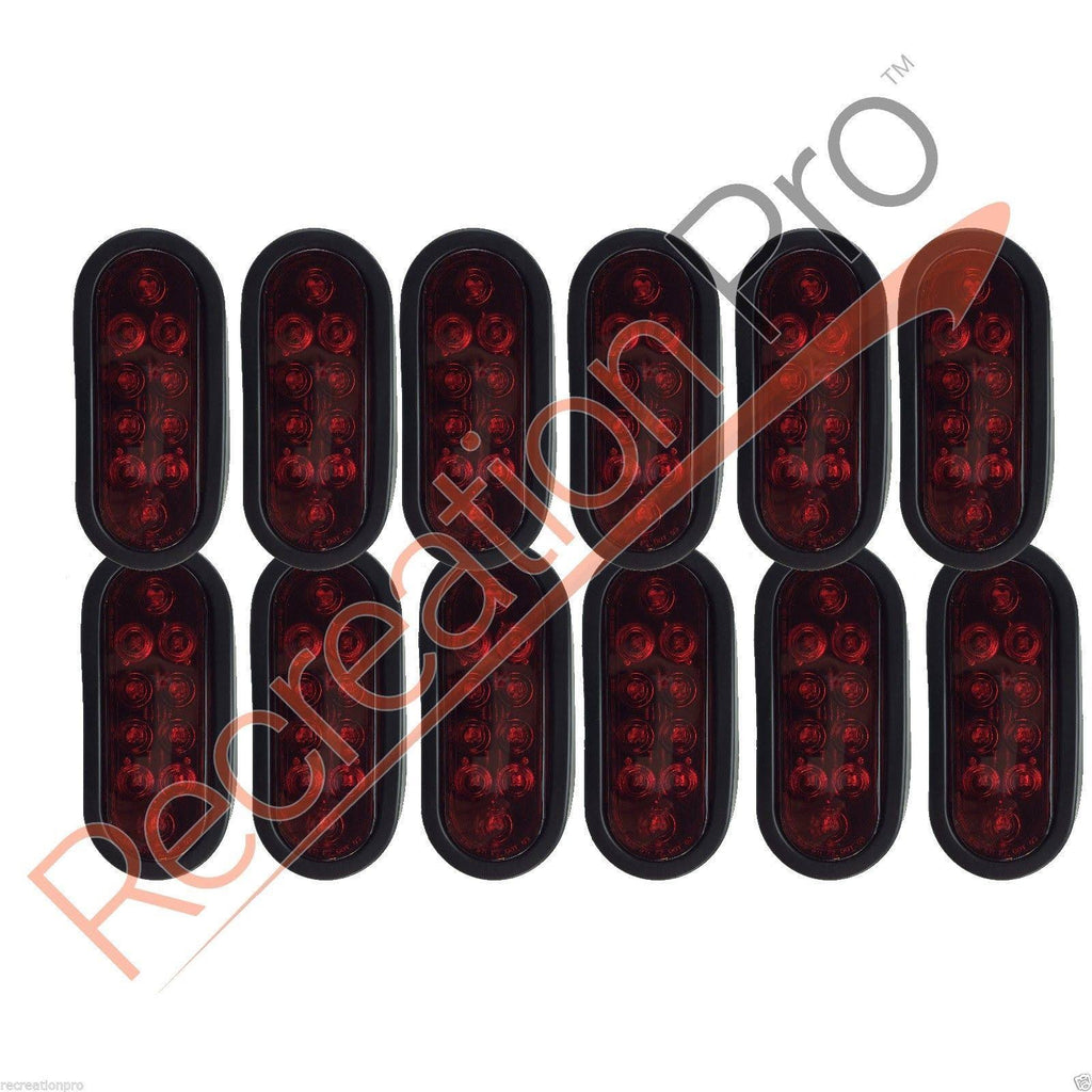 12 New LED Sealed Red 6x22 Oval Stop Turn Tail Lights O5163