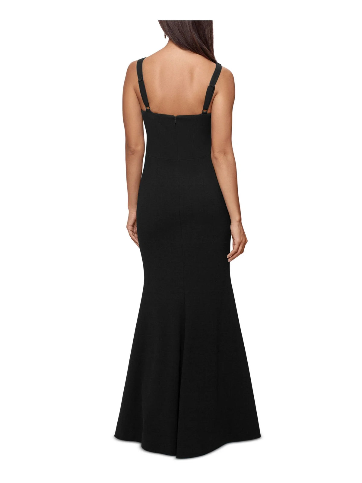 Black Stretch Zippered Sleeveless Sweetheart Neckline Full-Length Formal Gown Dress S19513