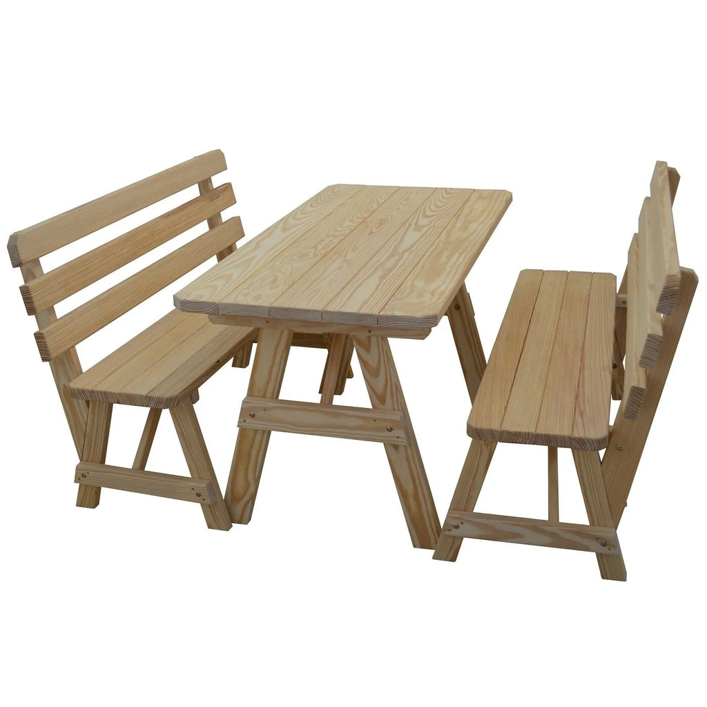 Pine 5' Picnic Table with 2 Backed Benches S451755