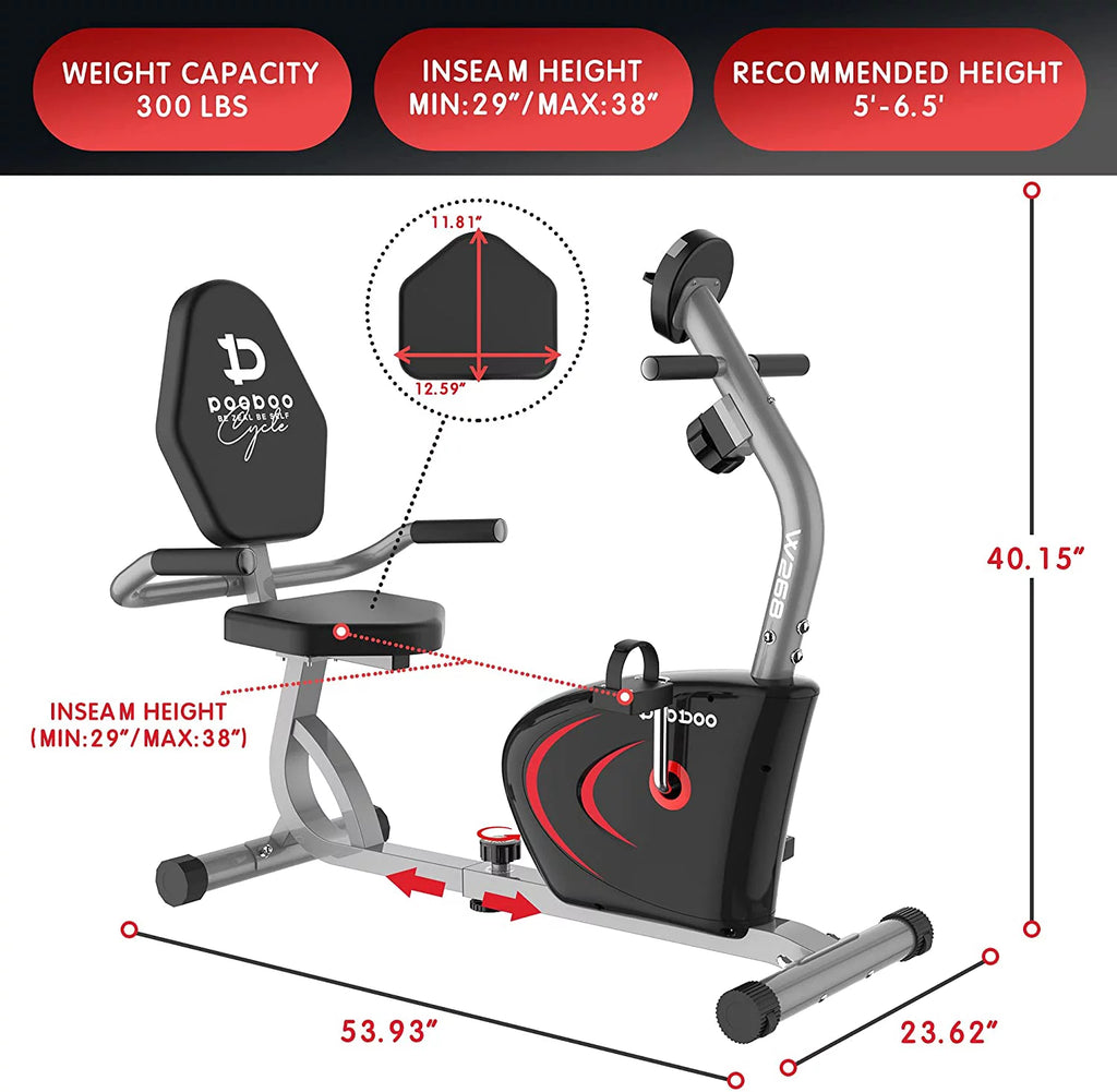 Recumbent Exercise Bike 8 Level Adjustable Magnetic Resistance D5596