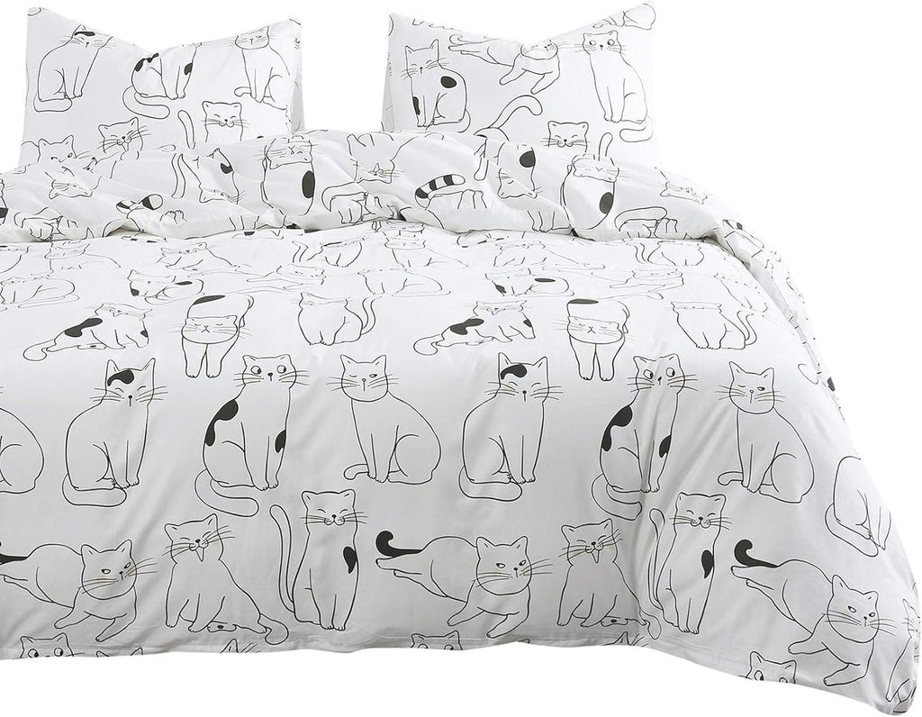 White 100% Cotton Twin Size Duvet Cover Set with Zipper Closure I687542