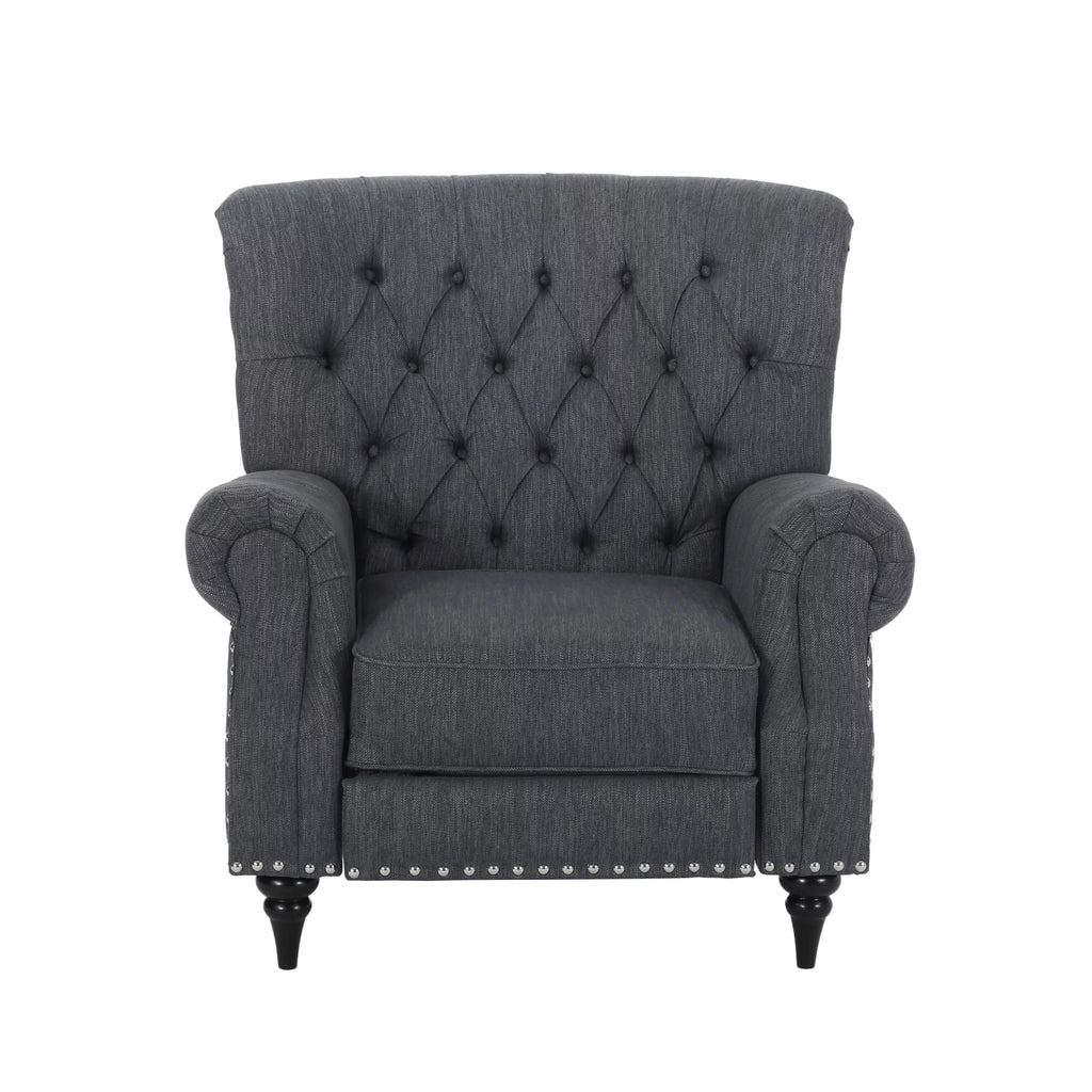Navy Blue Fabric Recliner with Nailhead Trim M956