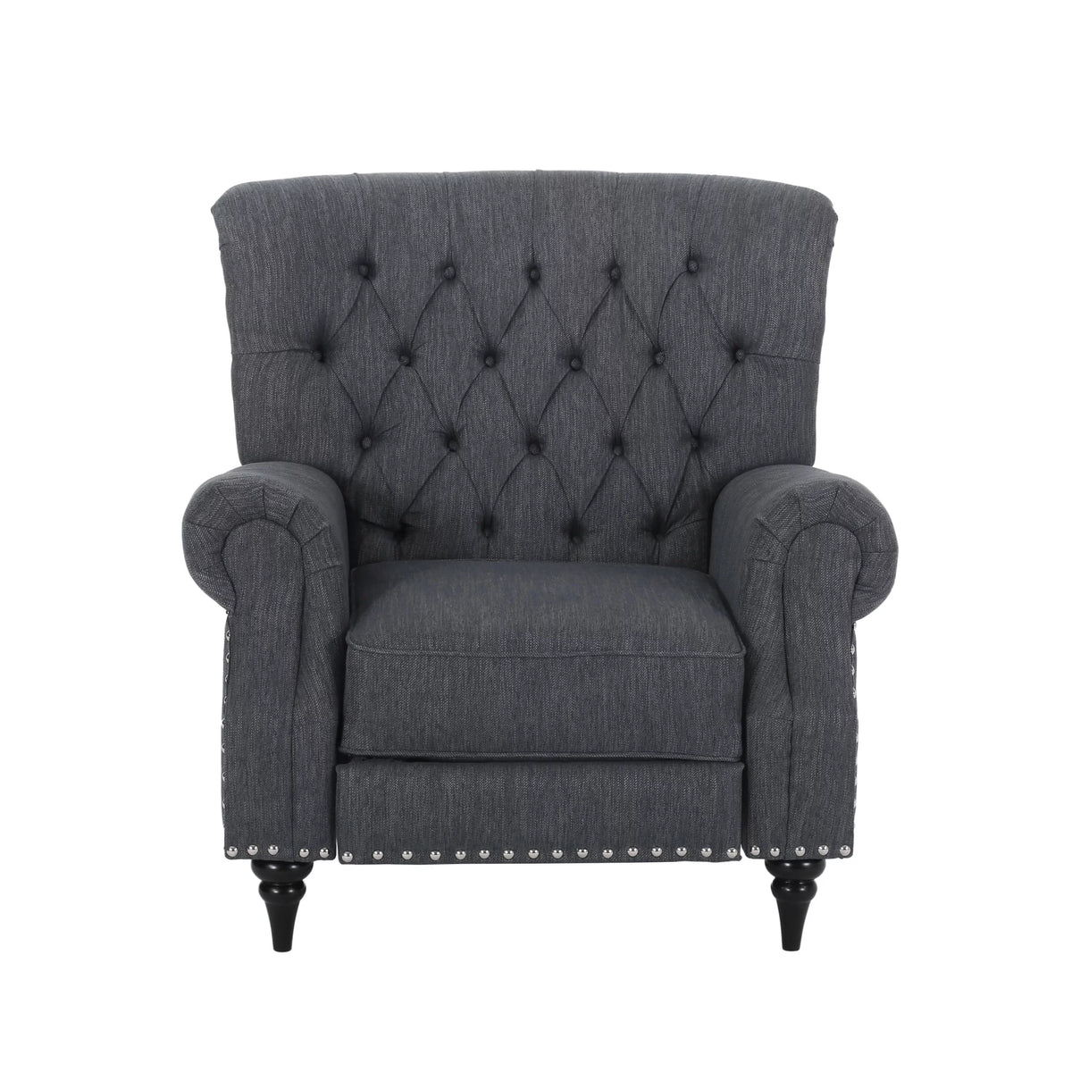 Navy Blue Fabric Recliner with Nailhead Trim M956