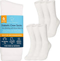 6 Pairs Non-Binding Cotton Diabetic Crew Socks With Extra Wide Top M526636