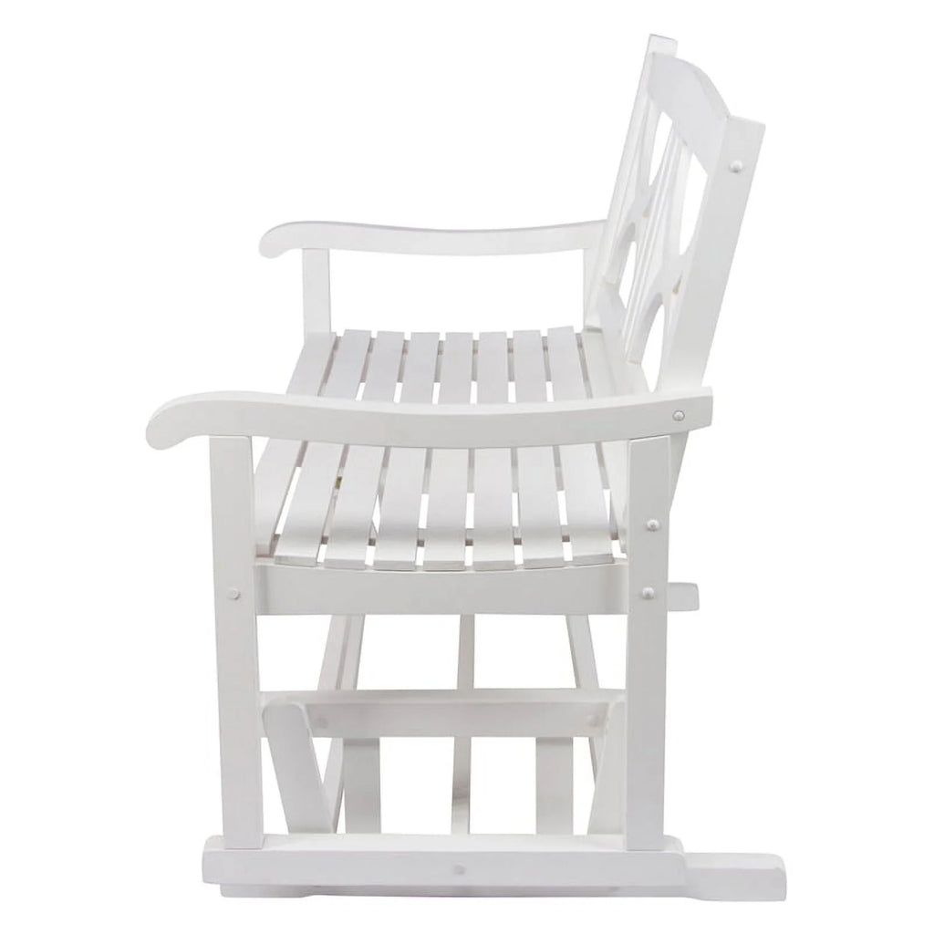 White Hardwood Patio Porch Glider Bench B899933