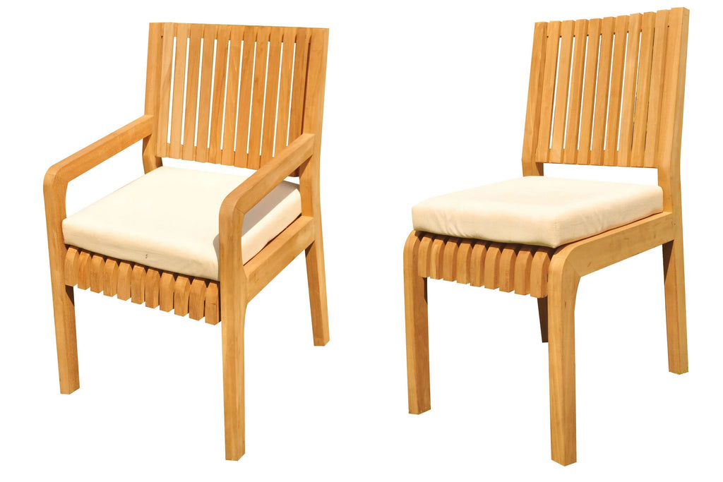 Grade-A Teak 7 Pc Dining Set with 6 Seater Table and 6 Chairs Q475