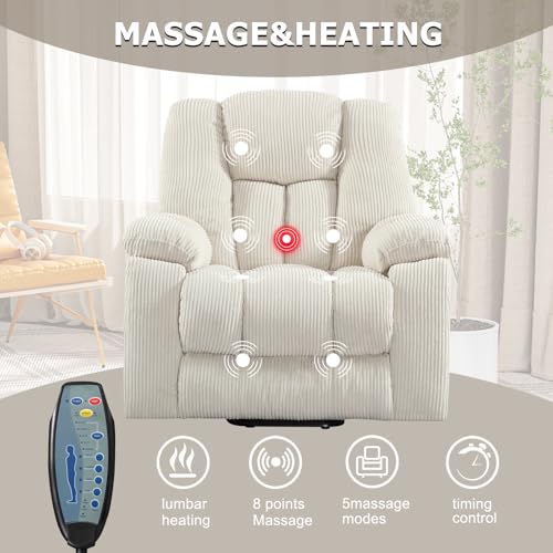 Large Power Lift Recliner Chair with Massage Heat and USB, Gray A9588