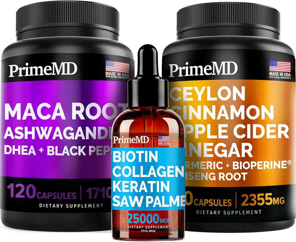 Cinnamon Biotin Collagen Maca Root Ashwagandha Supplement Bundle Y555