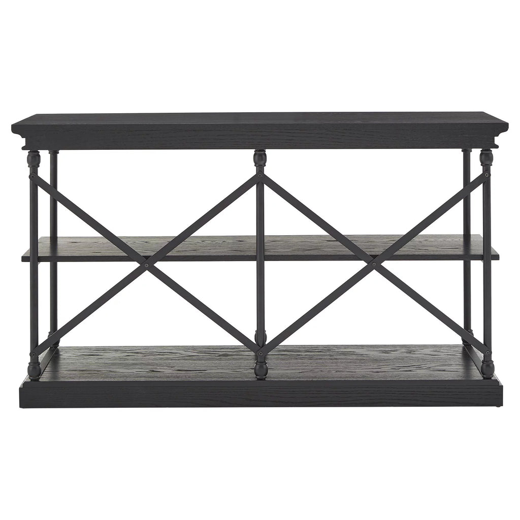 Rustic Wood and Metal Console Table L561