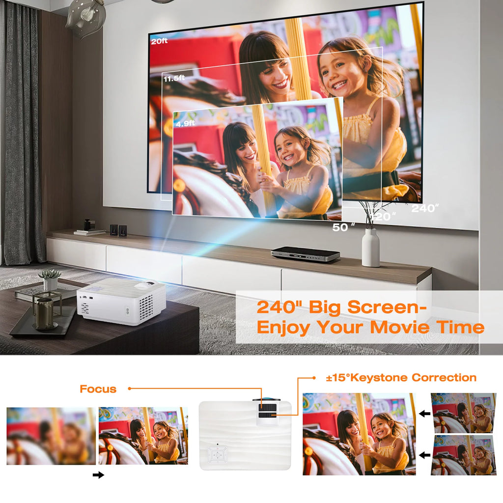 1080P HD Portable Mini Projector with 100 Projector Screen C3859