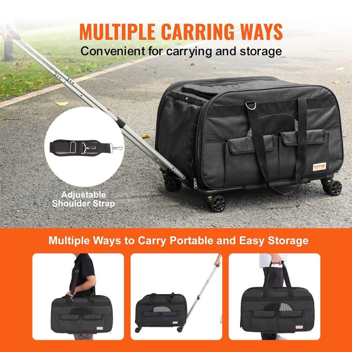 Cat Carrier with Wheels and Telescopic Handle B7570